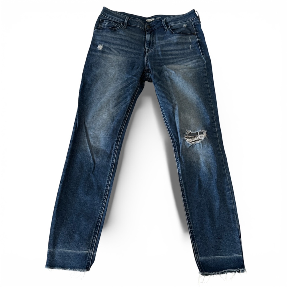 Old Navy Womens Rockstar Super Skinny Ankle Jeans Size 6 Blue Distressed